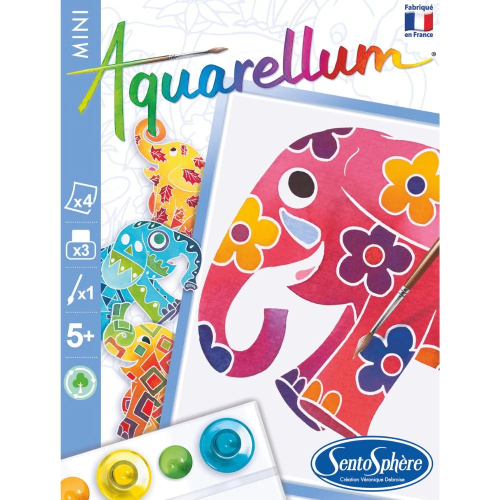 Aquarellum Mini Paint by Numbers - Elephants - Image 3