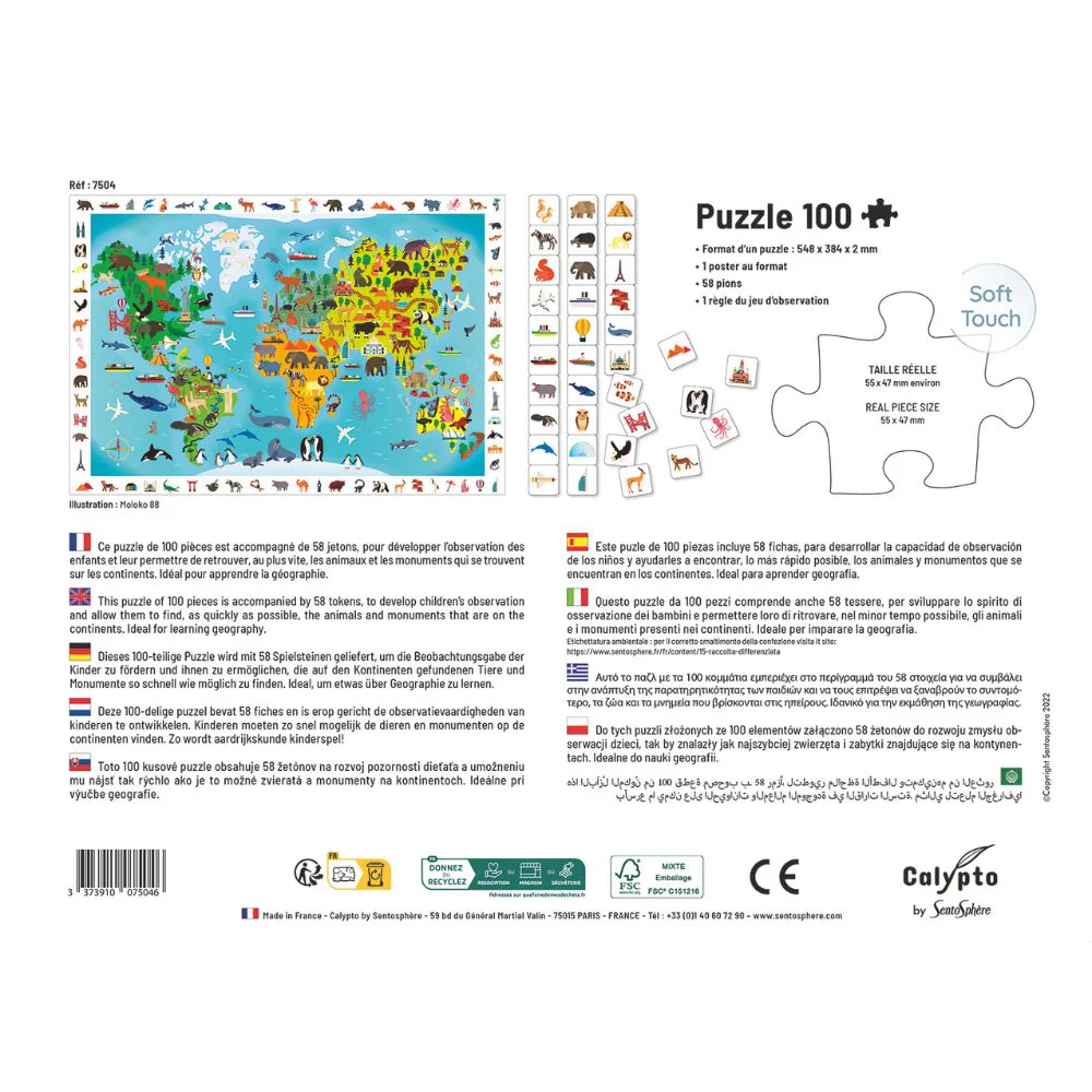 Calypto Jigsaw Puzzle - Search & Find Animal Planisphere 100 pieces - Image 4