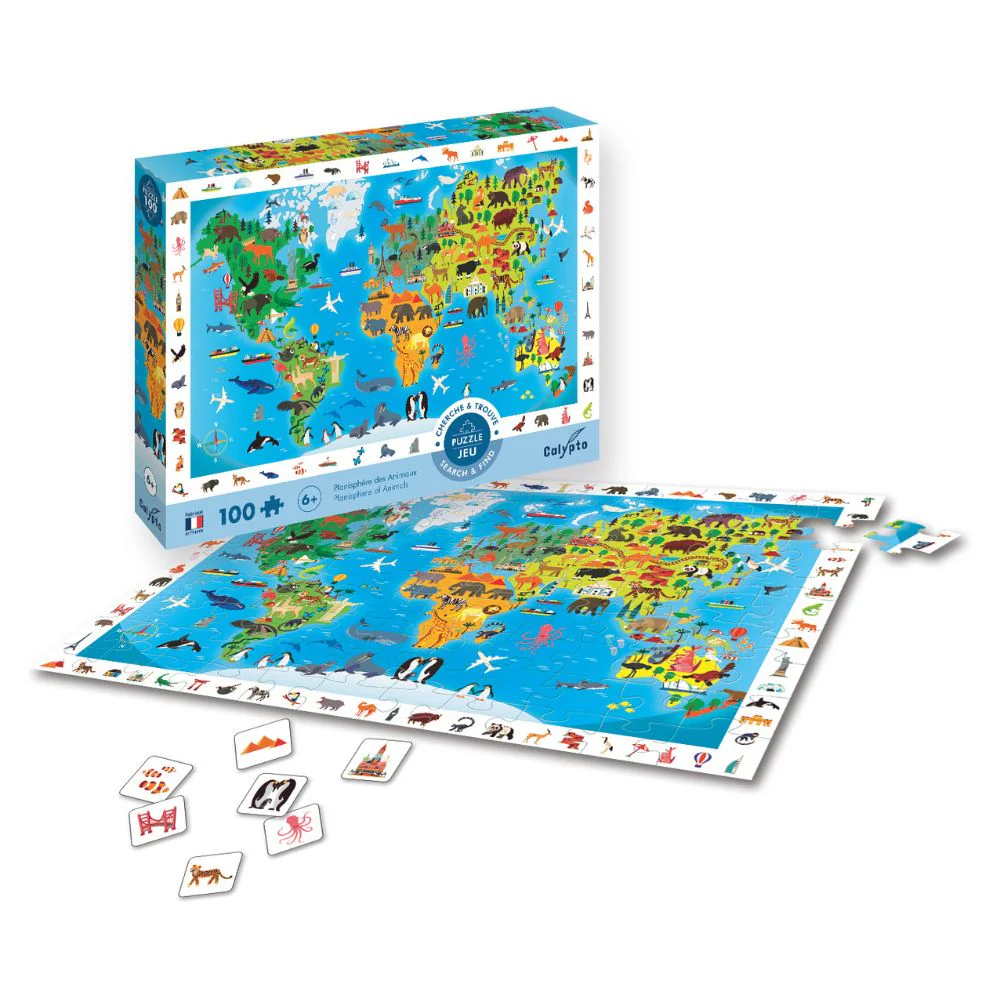 Calypto Jigsaw Puzzle - Search & Find Animal Planisphere 100 pieces - Image 5