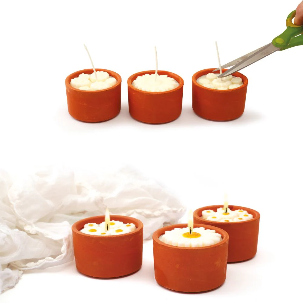 Beginners Candle Making Kit - Daisy Terracotta Pots - Image 3
