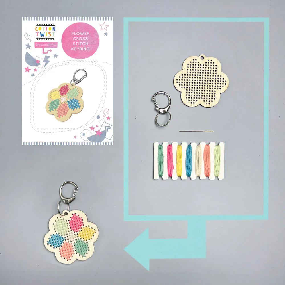 Cotton Twist - Make your own Flower Cross Stitch Keyring - Image 3