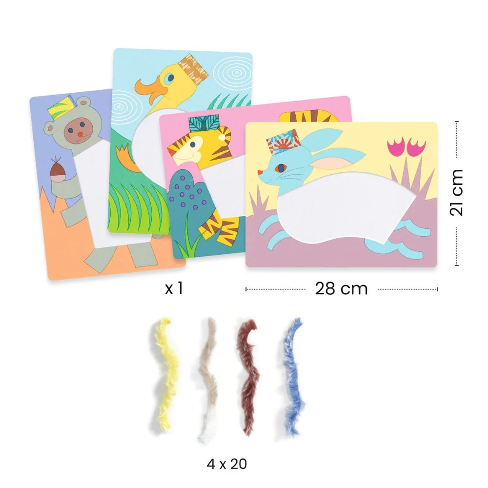 Crafts for 4 Year Olds - Djeco Collages Funny Animals With Hats - Image 3