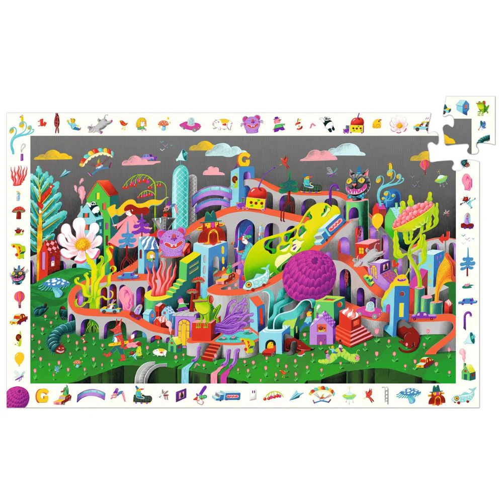 Djeco Observation Kids Jigsaw Puzzle - Crazy Town - Image 2