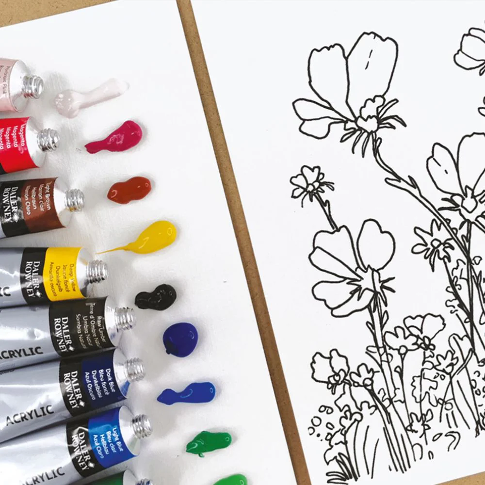 Beginner Acrylic Flowers Painting Activity Set - Image 3
