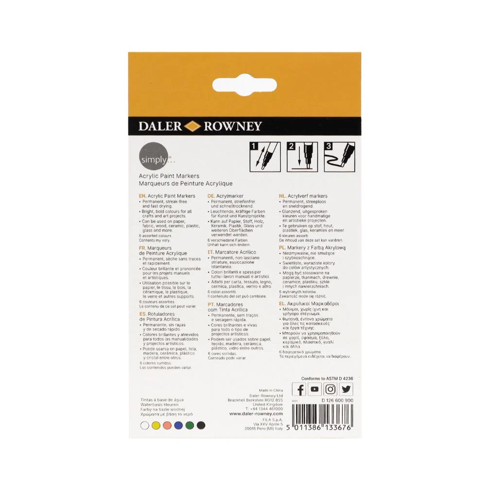 Daler Simply Acrylic Marker Set 6pcs - Image 4