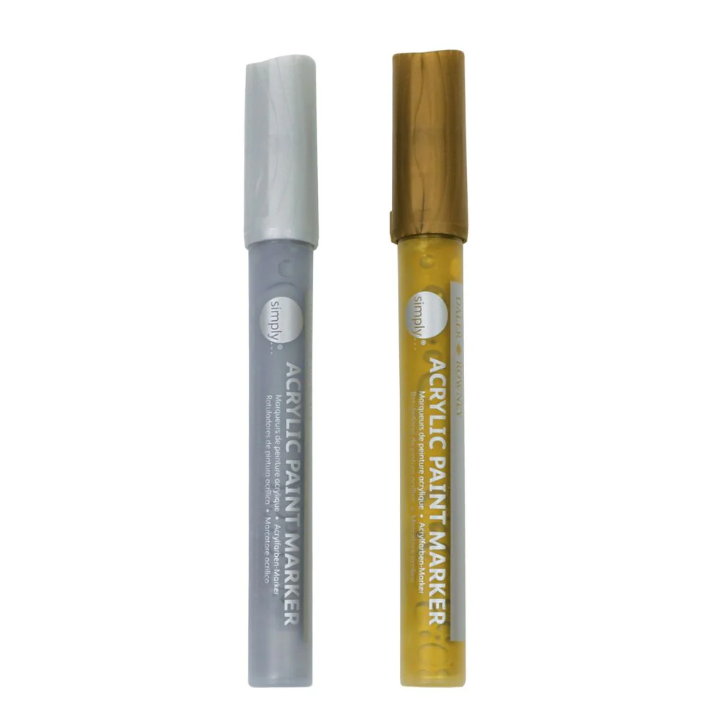 Daler Simply Acrylic Marker Set Gold/Silver 2pcs - Image 2