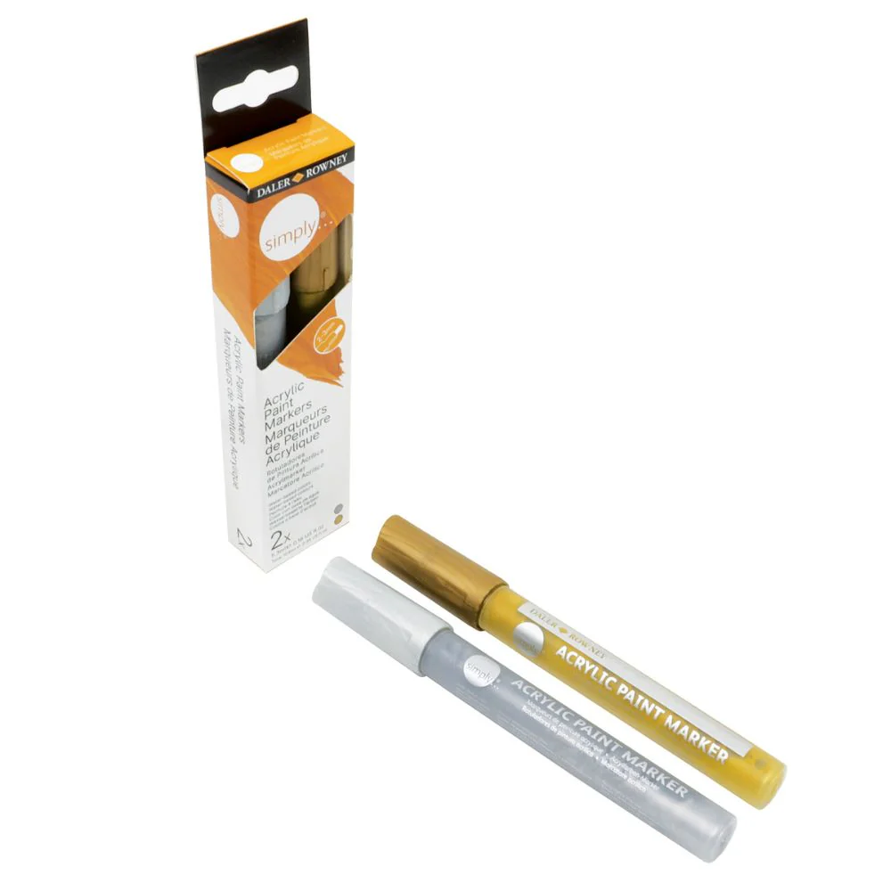Daler Simply Acrylic Marker Set Gold/Silver 2pcs - Image 3