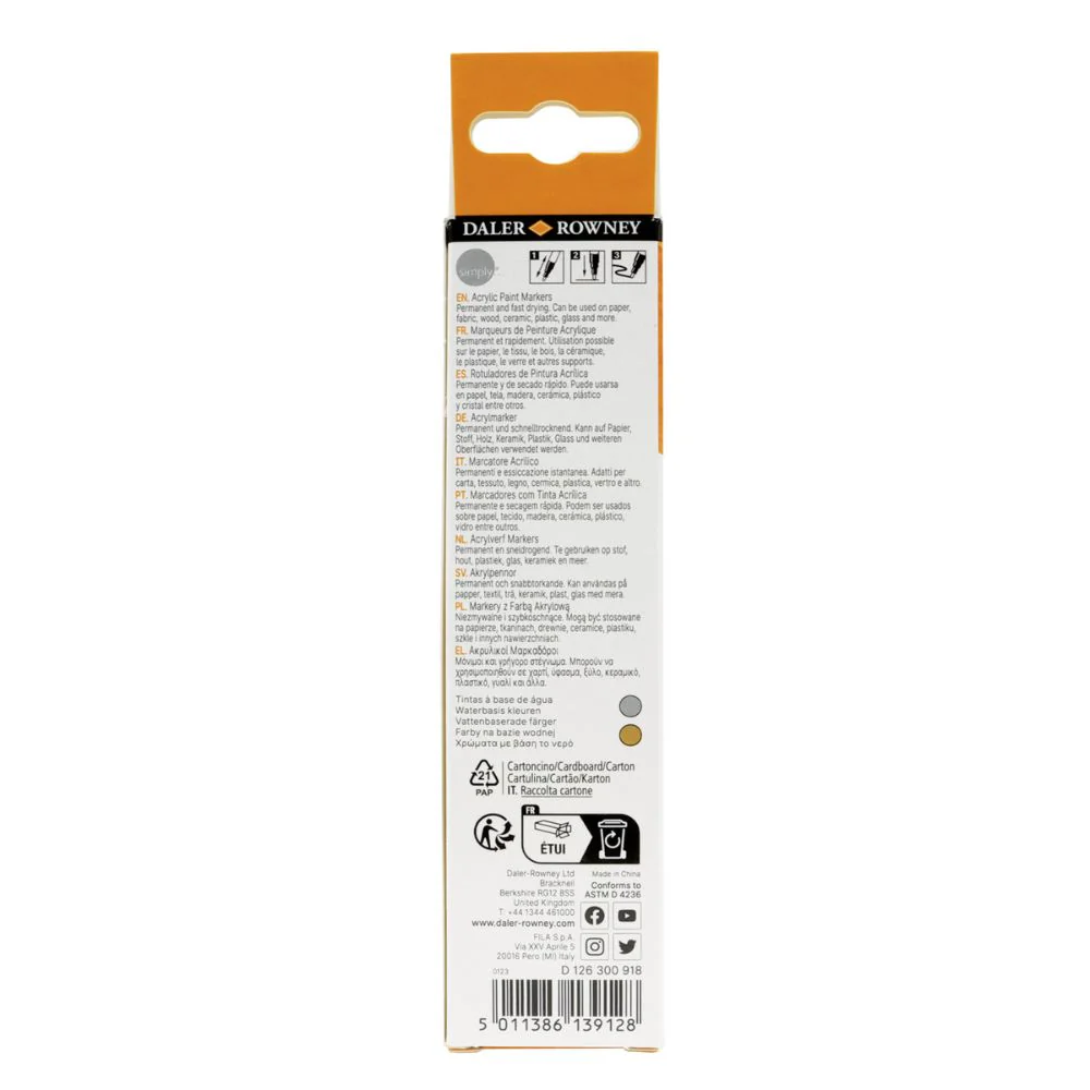 Daler Simply Acrylic Marker Set Gold/Silver 2pcs - Image 4