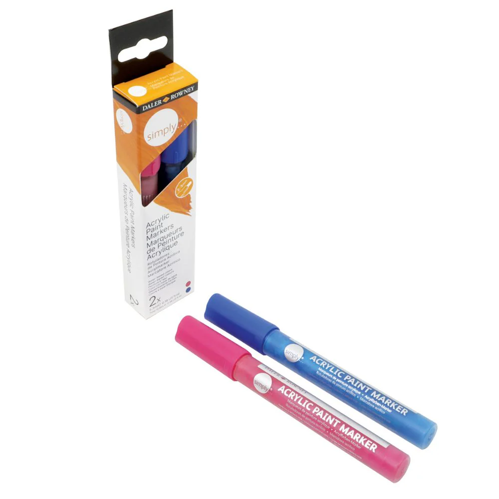 Daler Simply Acrylic Marker Set Pink/Blue 2pcs - Image 3