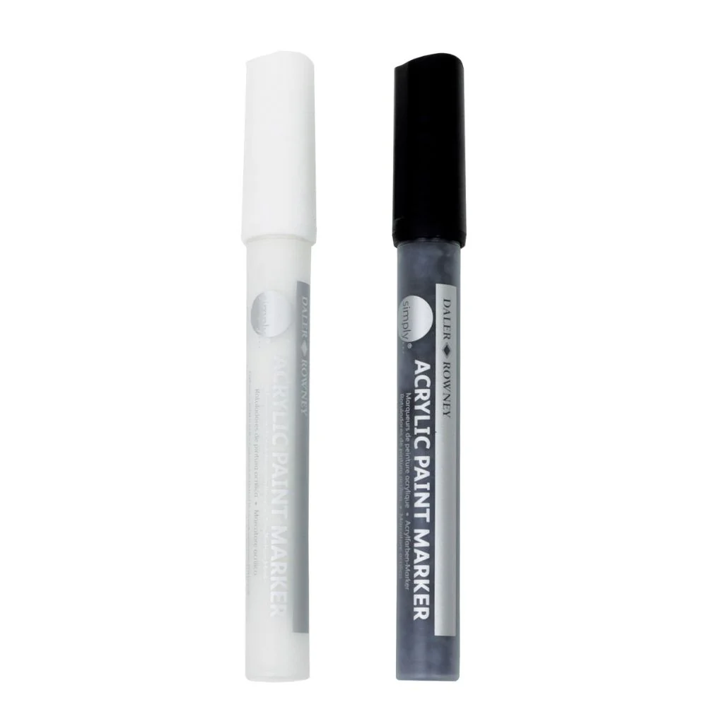 Daler Simply Acrylic Marker Set White/Black 2pcs - Image 2