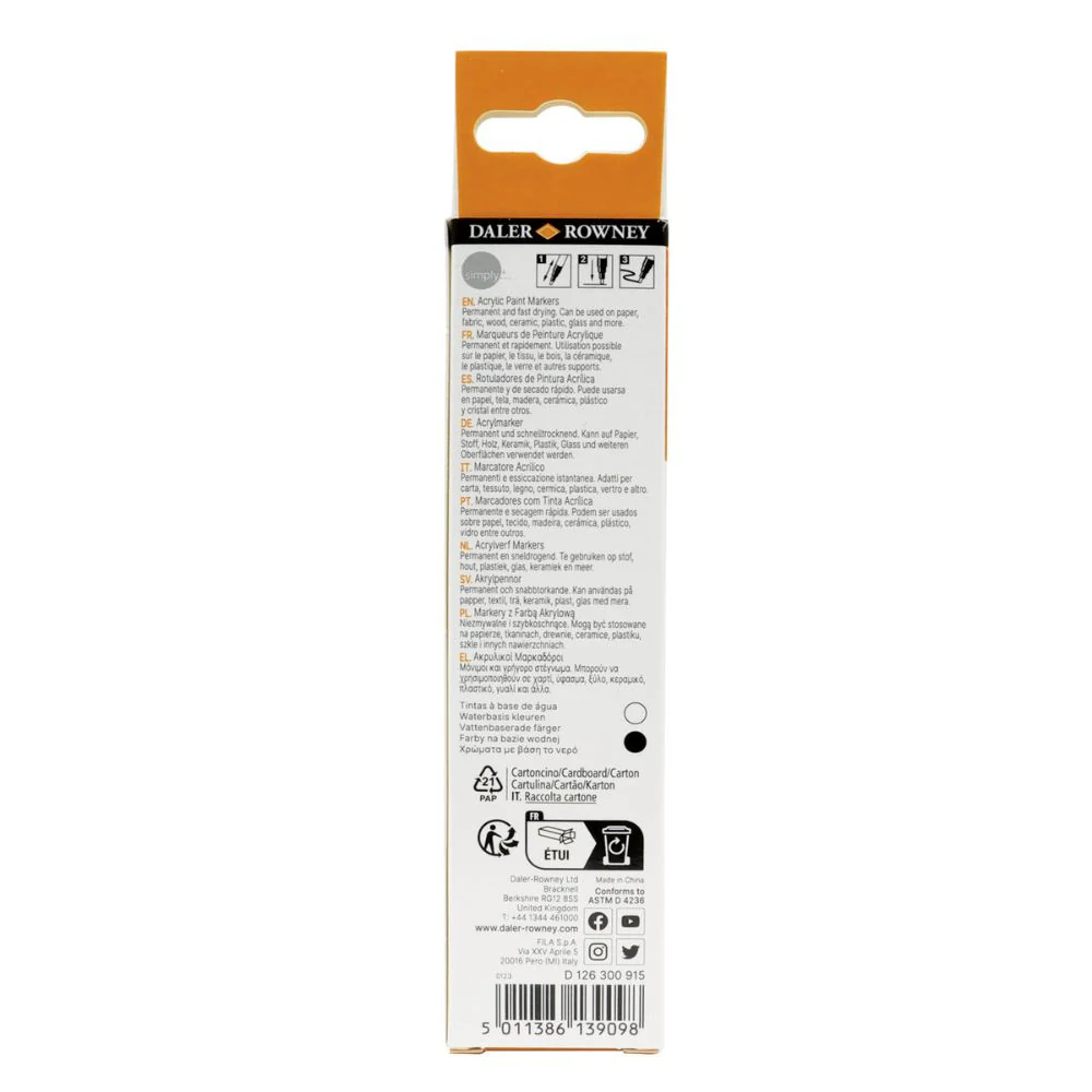 Daler Simply Acrylic Marker Set White/Black 2pcs - Image 4