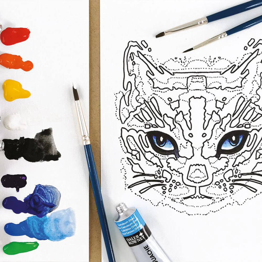 Beginner Gouache Painting Kit - Paint a Rainbow Cat Kit - Image 2