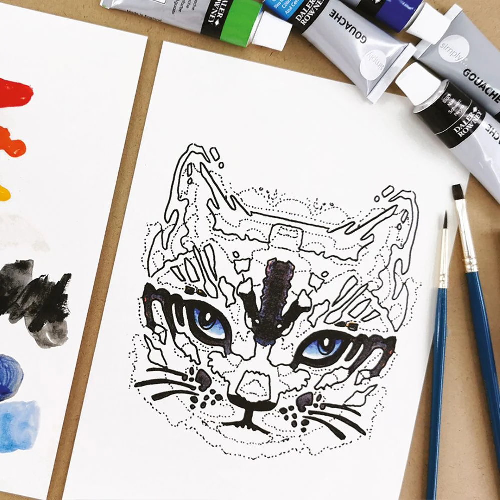 Beginner Gouache Painting Kit - Paint a Rainbow Cat Kit - Image 4