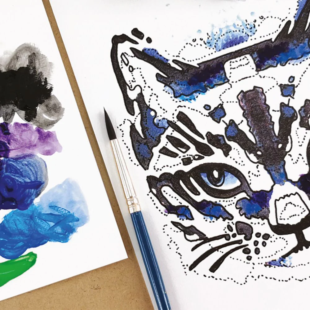 Beginner Gouache Painting Kit - Paint a Rainbow Cat Kit - Image 6