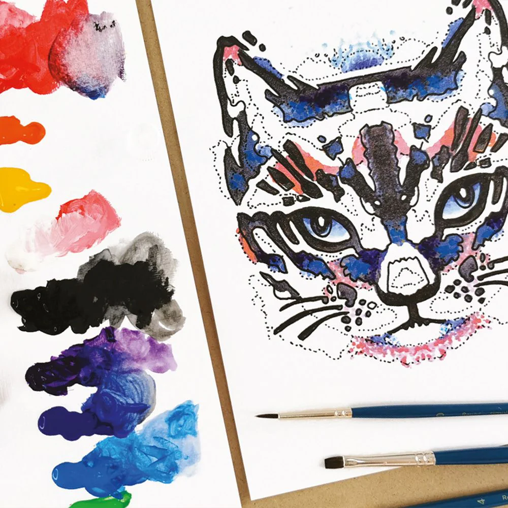 Beginner Gouache Painting Kit - Paint a Rainbow Cat Kit - Image 7