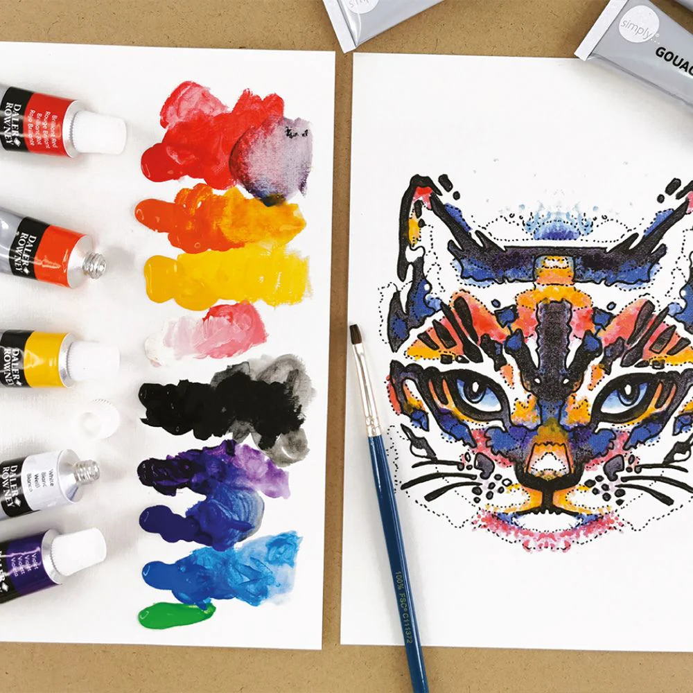 Beginner Gouache Painting Kit - Paint a Rainbow Cat Kit - Image 8