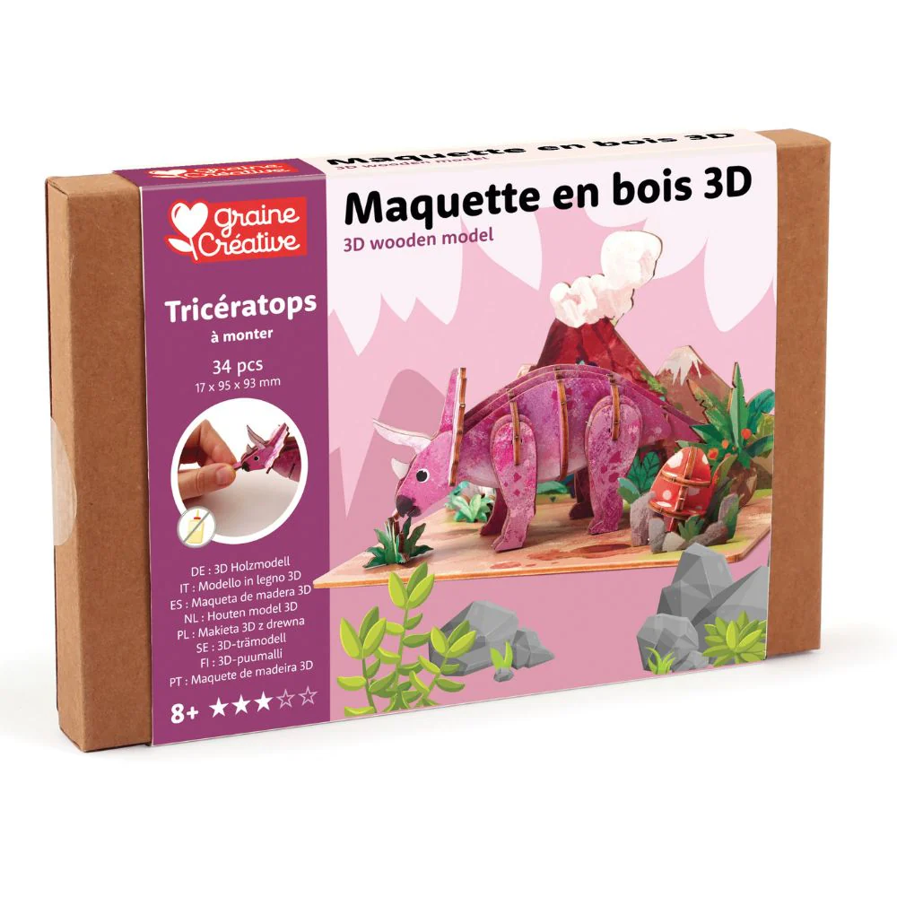 Dinosaur Wooden 3D Model - Triceratops - Image 10