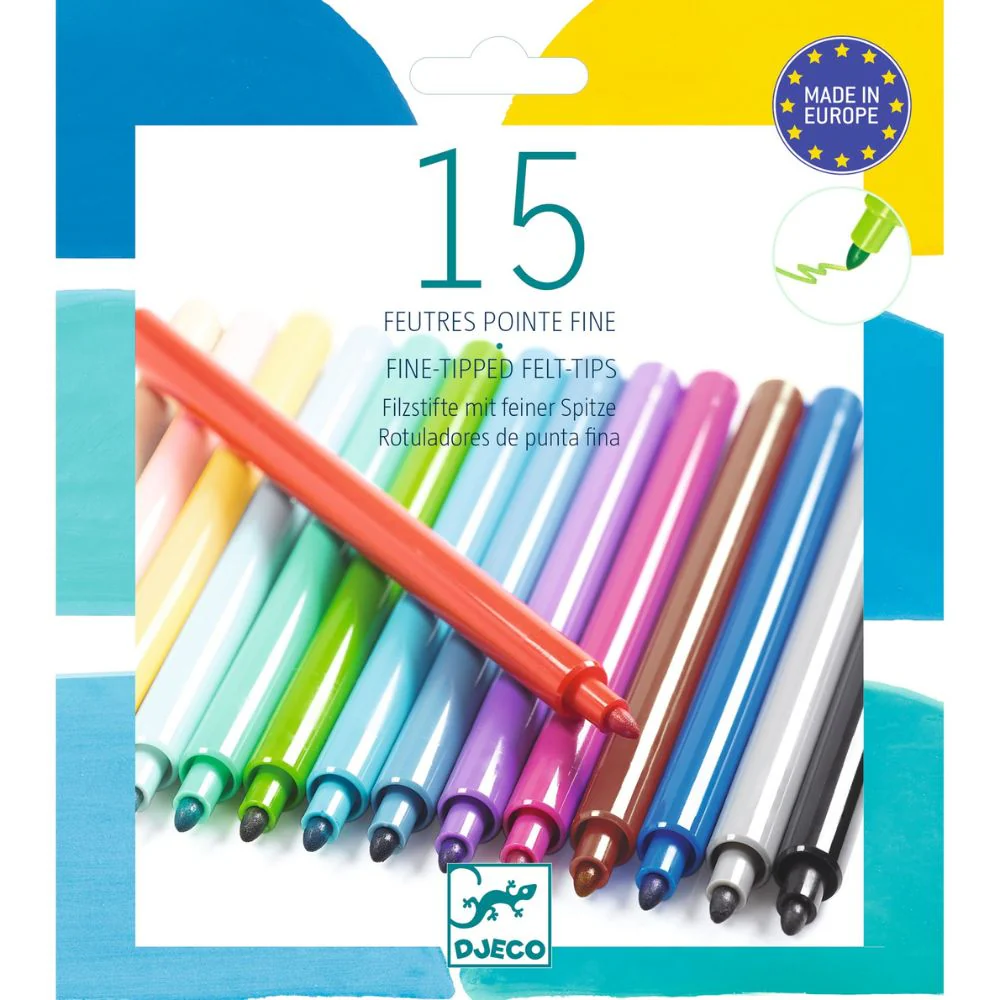 Djeco 15 Fine Tip Felt Pens - Pacific - Image 4