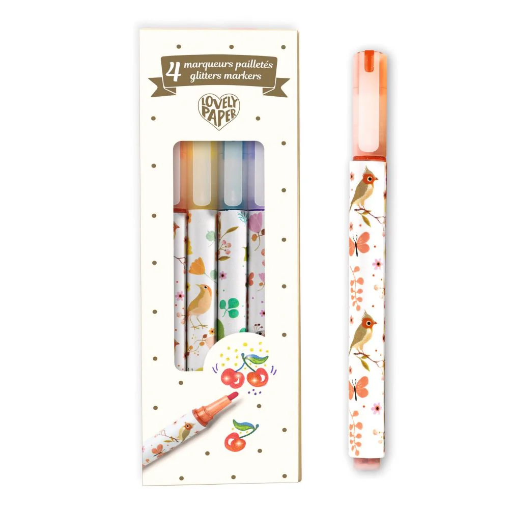 Djeco 4 Tinou Glitter Markers - Image 3