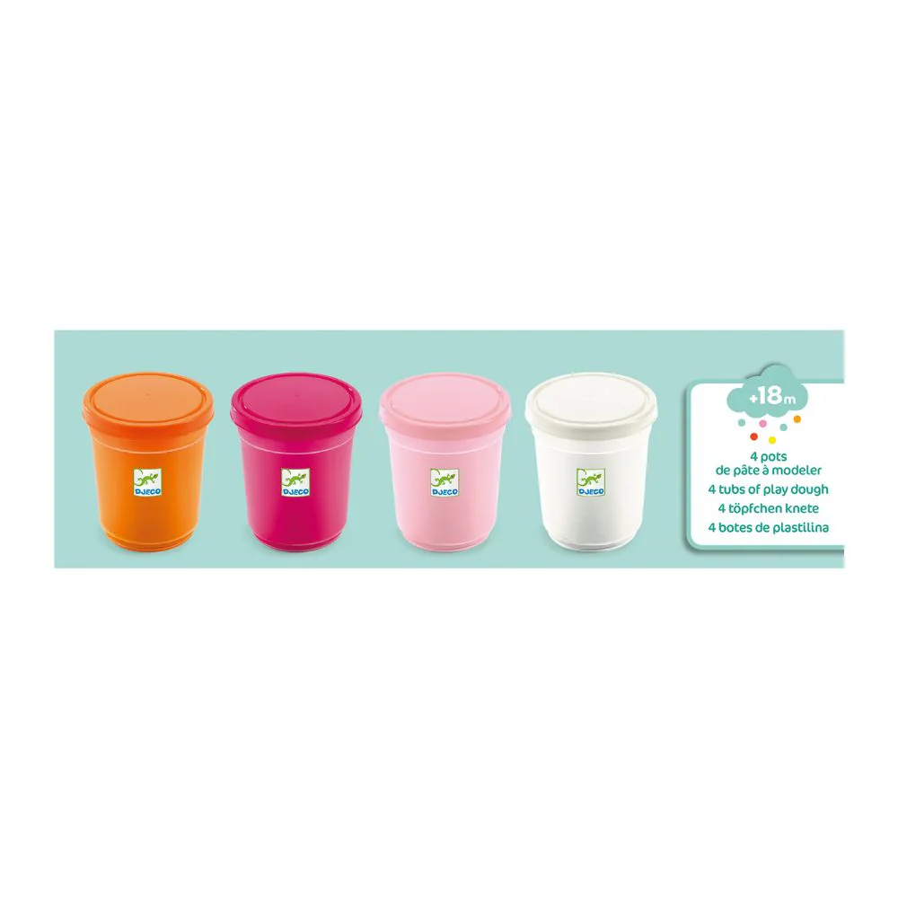 Djeco 4 Tubs of Modelling Play Dough - Sweet - Image 3