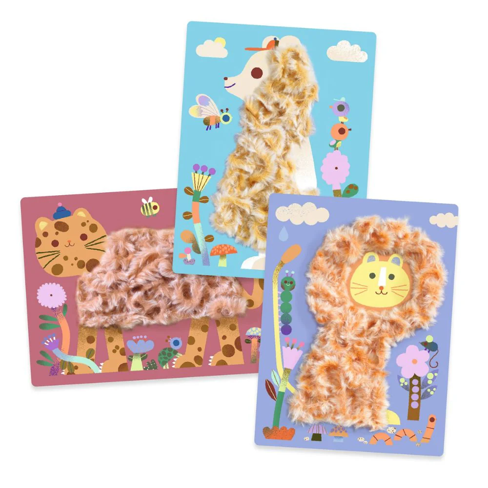 Djeco Velcro Collages Fluffy Safari Animals - Crafts For 4 Year Olds - Image 3