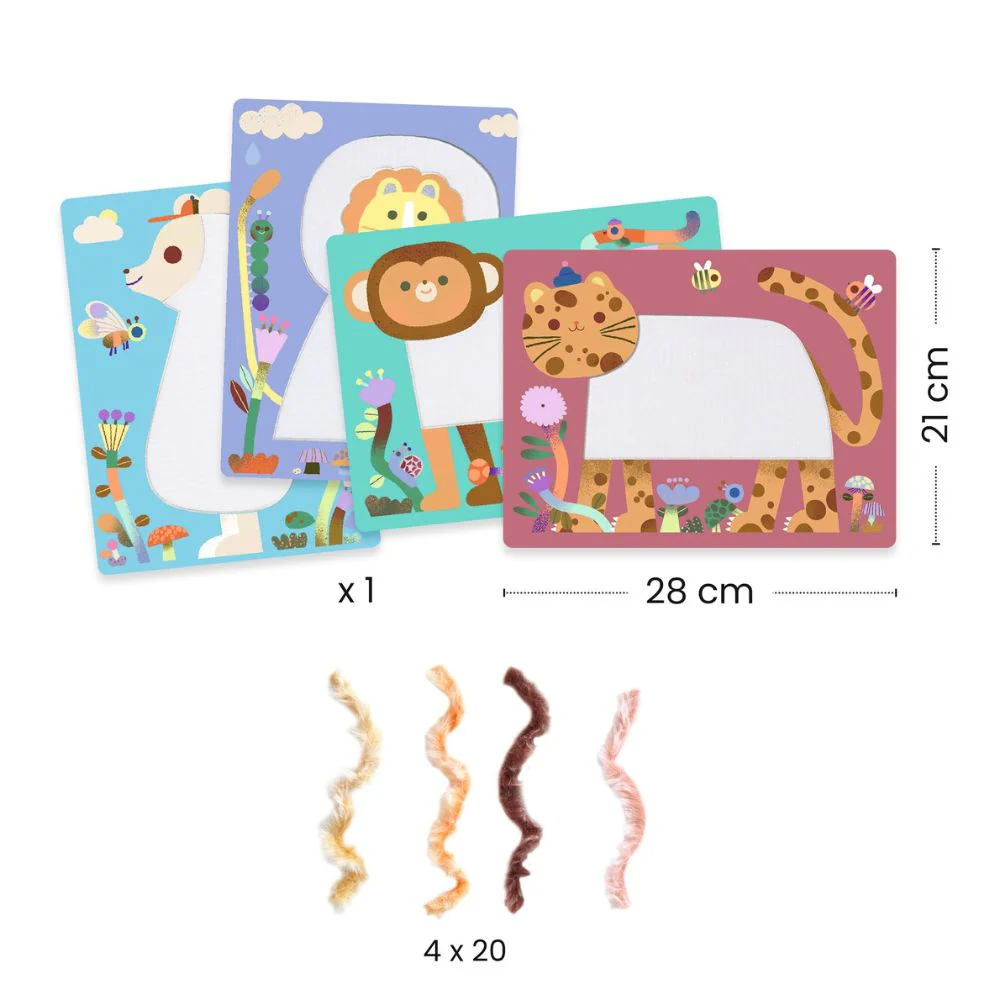 Djeco Velcro Collages Fluffy Safari Animals - Crafts For 4 Year Olds - Image 4