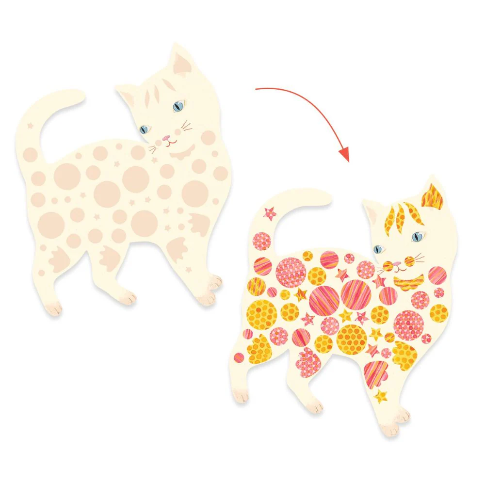 Djeco Create with Paper - Elodie's Cute Cats Sticker Activity - Image 4