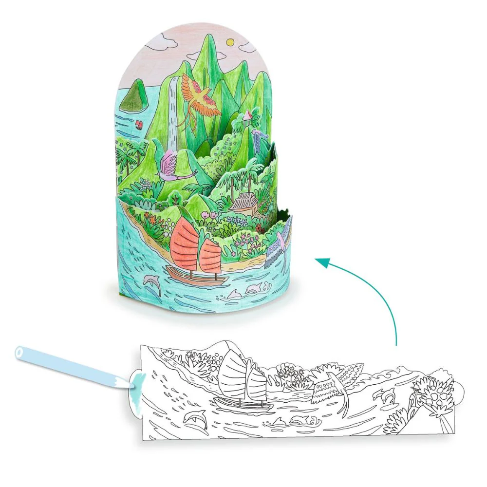 Djeco Diorama Colouring - Top Of My Island - Image 3