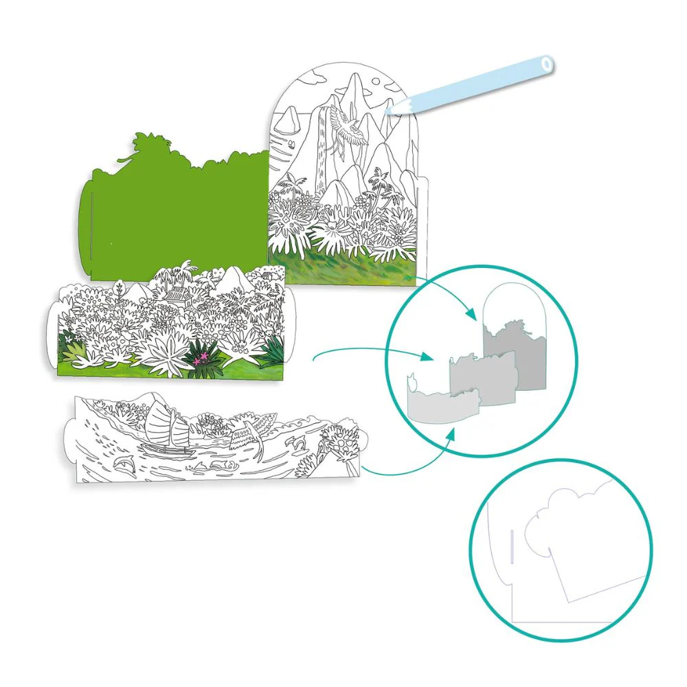 Djeco Diorama Colouring - Top Of My Island - Image 4