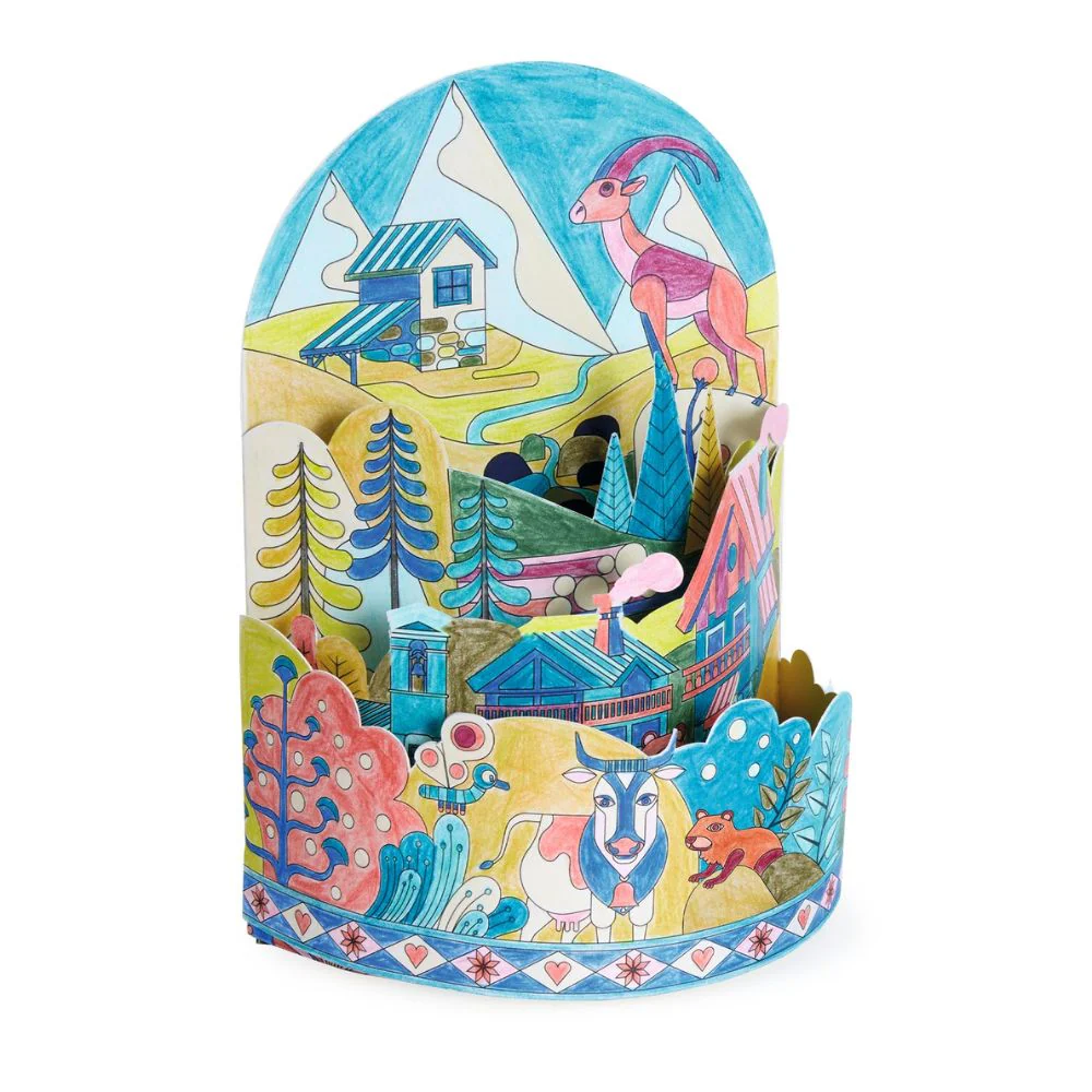 Djeco Diorama Colouring - Top Of The World - Image 2