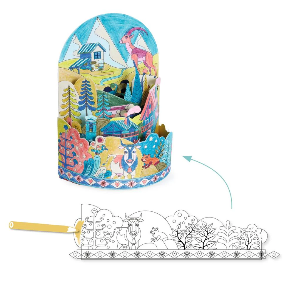 Djeco Diorama Colouring - Top Of The World - Image 3