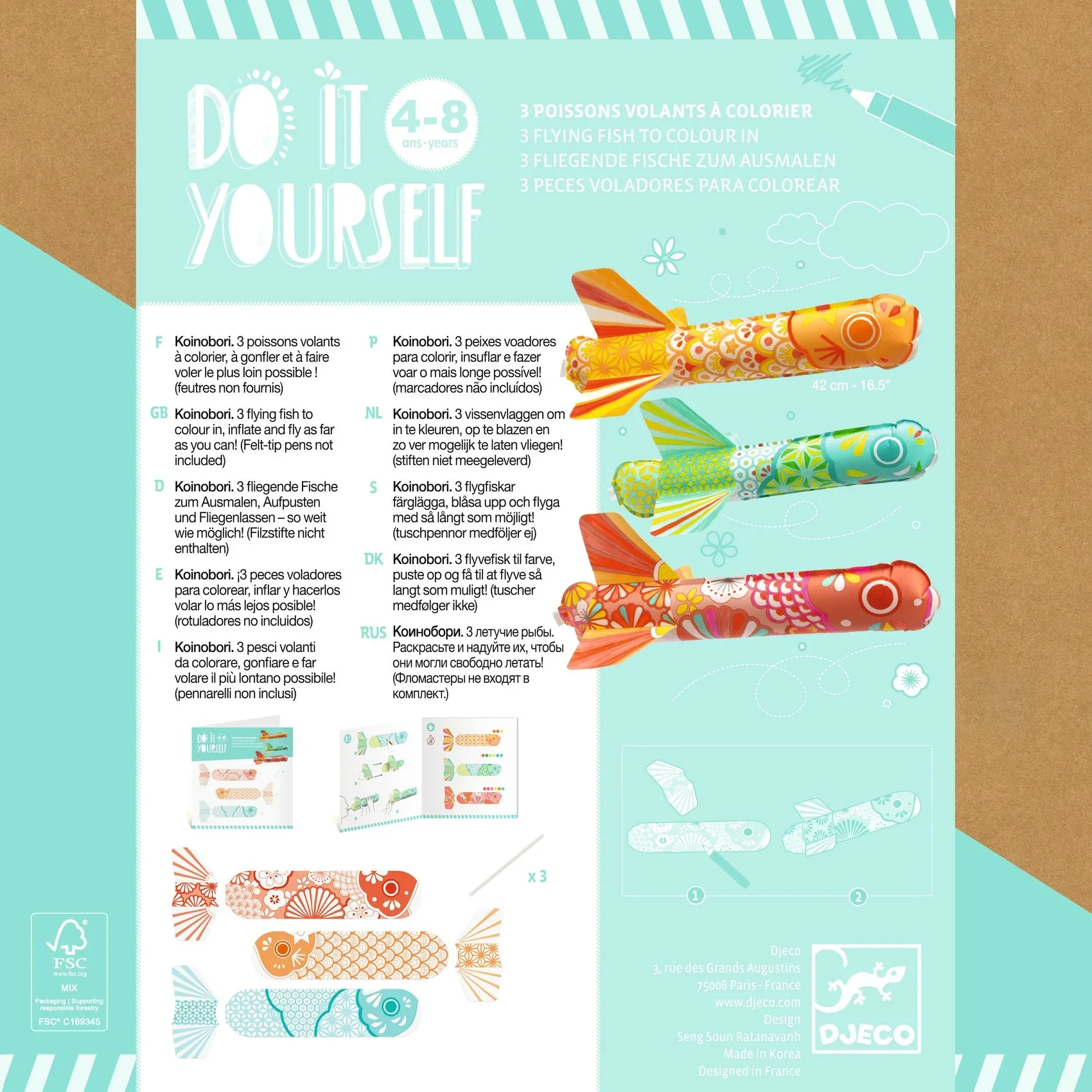 Djeco Do It Yourself - 3 Flying Fish To Colour In - Image 9