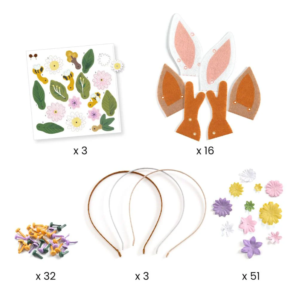 Djeco Do It Yourself - 3 Headbands To Create - Flower Friends - Image 3