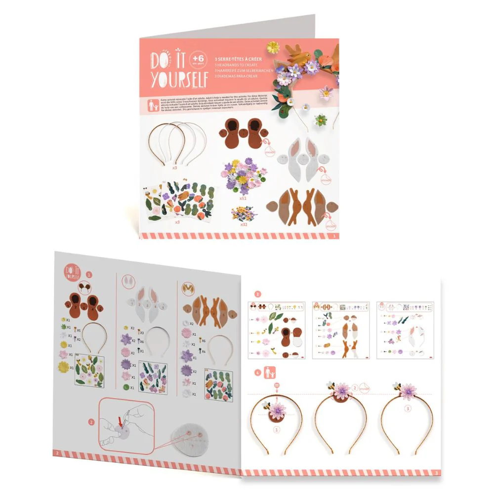 Djeco Do It Yourself - 3 Headbands To Create - Flower Friends - Image 5