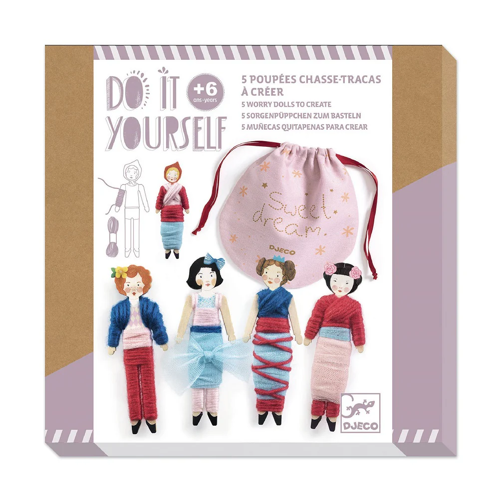 Djeco Do It Yourself - 5 worry dolls to create - Image 5