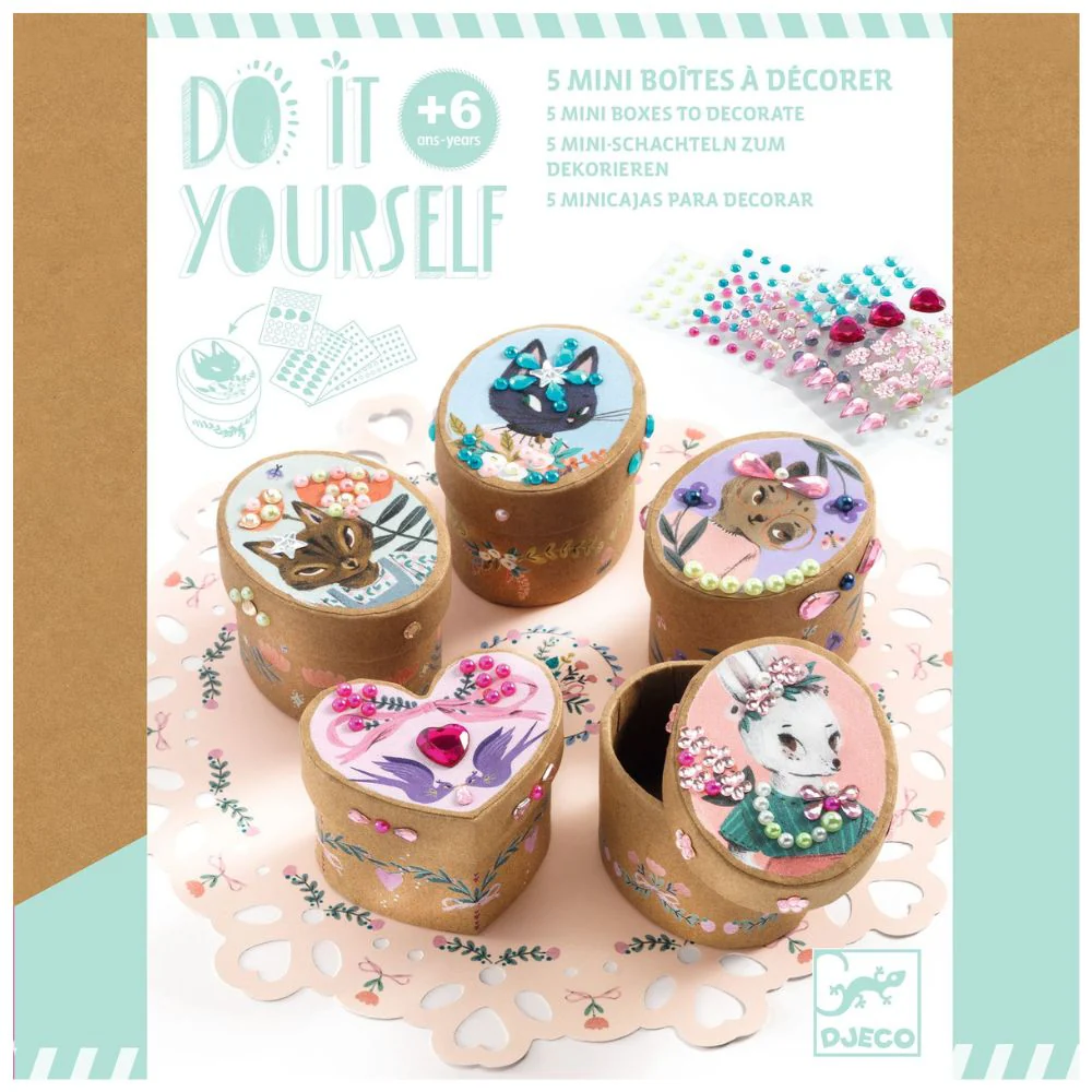 Djeco Do It Yourself Mosaic Boxes - Adorable - Image 5