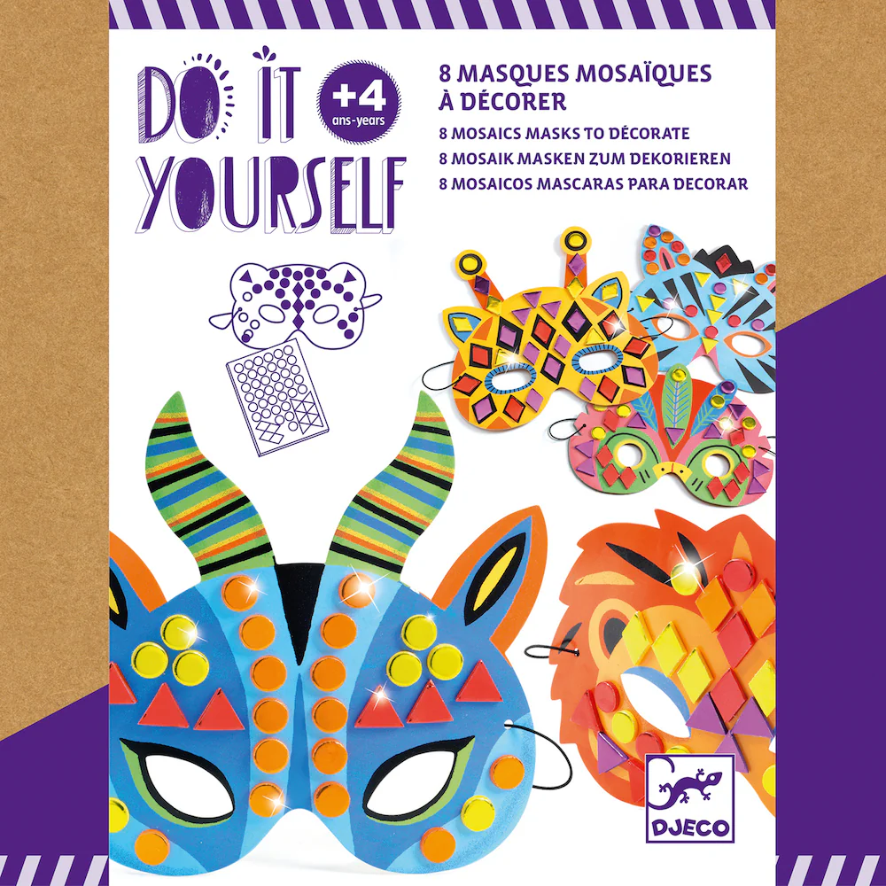Djeco Do It Yourself - 8 Mosaic Masks to Decorate Jungle - Image 3