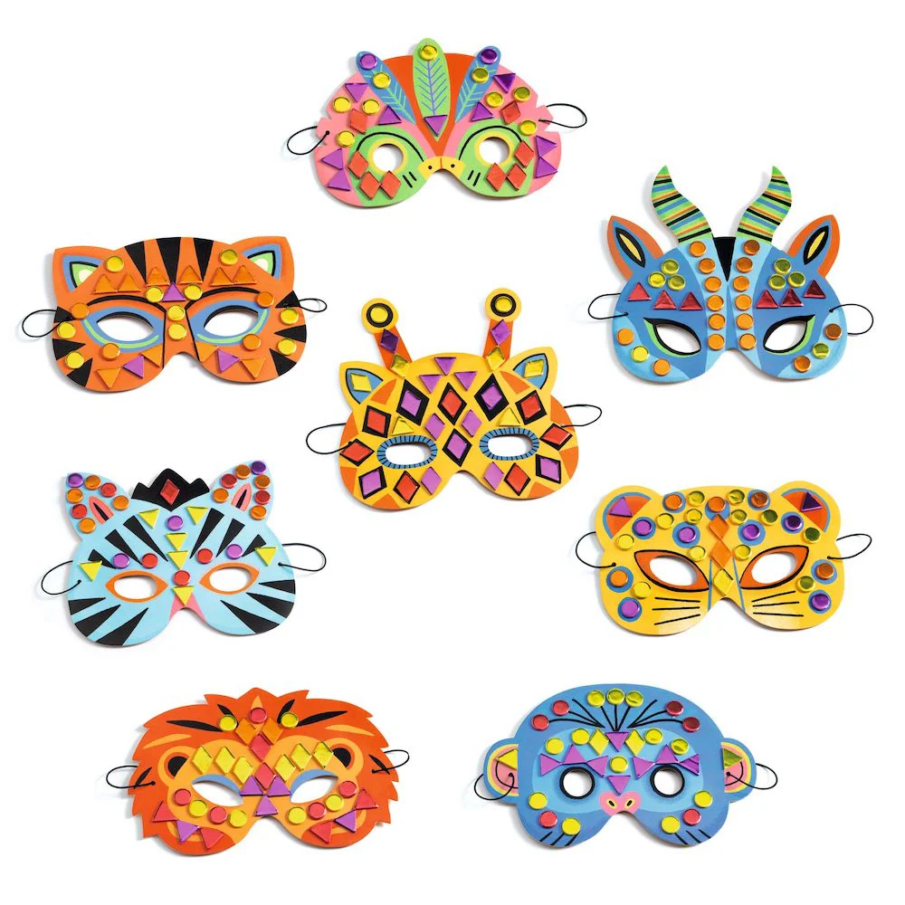 Djeco Do It Yourself - 8 Mosaic Masks to Decorate Jungle - Image 4