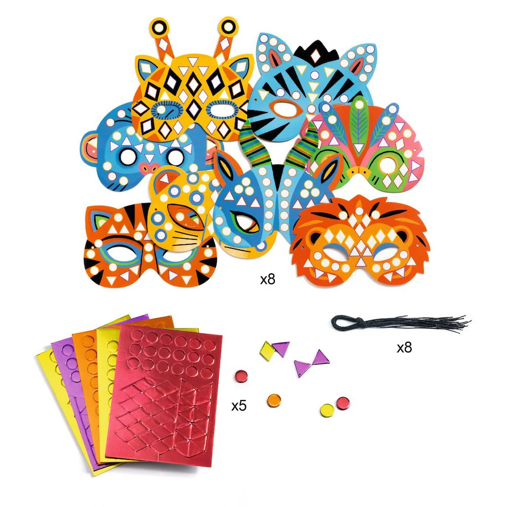 Djeco Do It Yourself - 8 Mosaic Masks to Decorate Jungle - Image 5