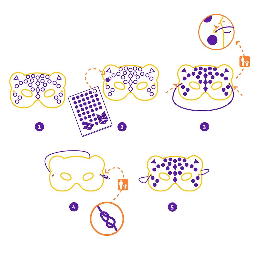 Djeco Do It Yourself - 8 Mosaic Masks to Decorate Jungle - Image 6