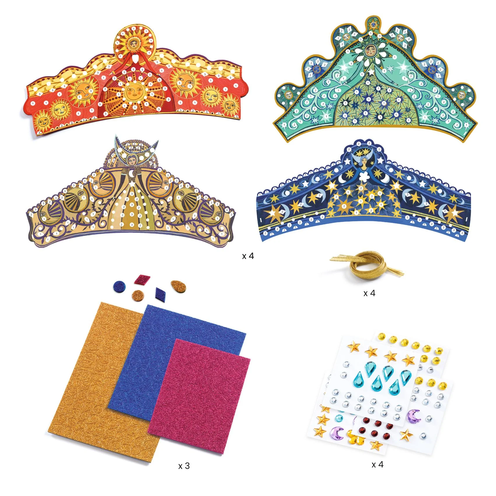 Djeco Do It Yourself, 4 Mosaic Tiaras Enchantresses - Mosaic Kits - Image 2