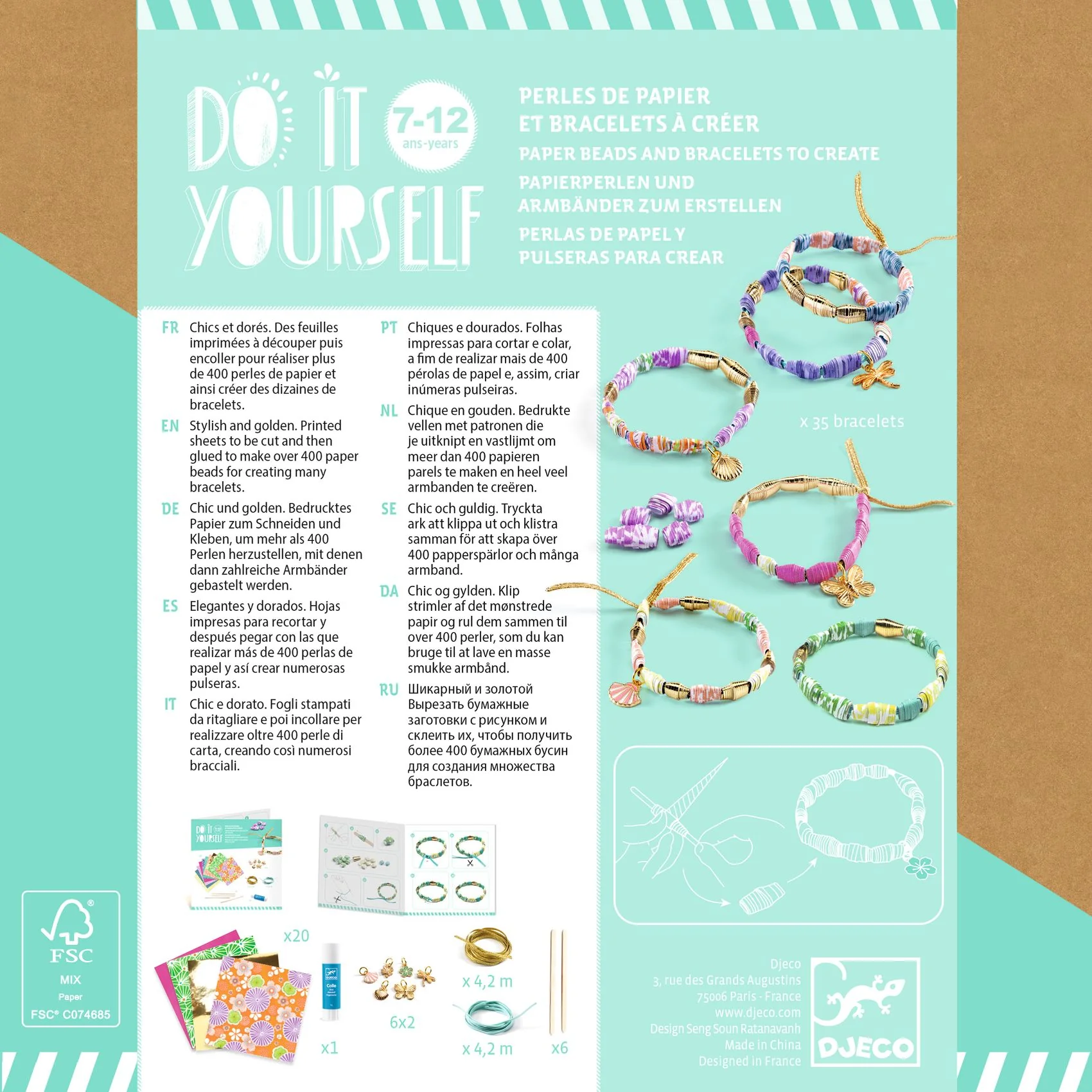 Djeco Do It Yourself - Stylish & Golden Paper Beads - Image 5