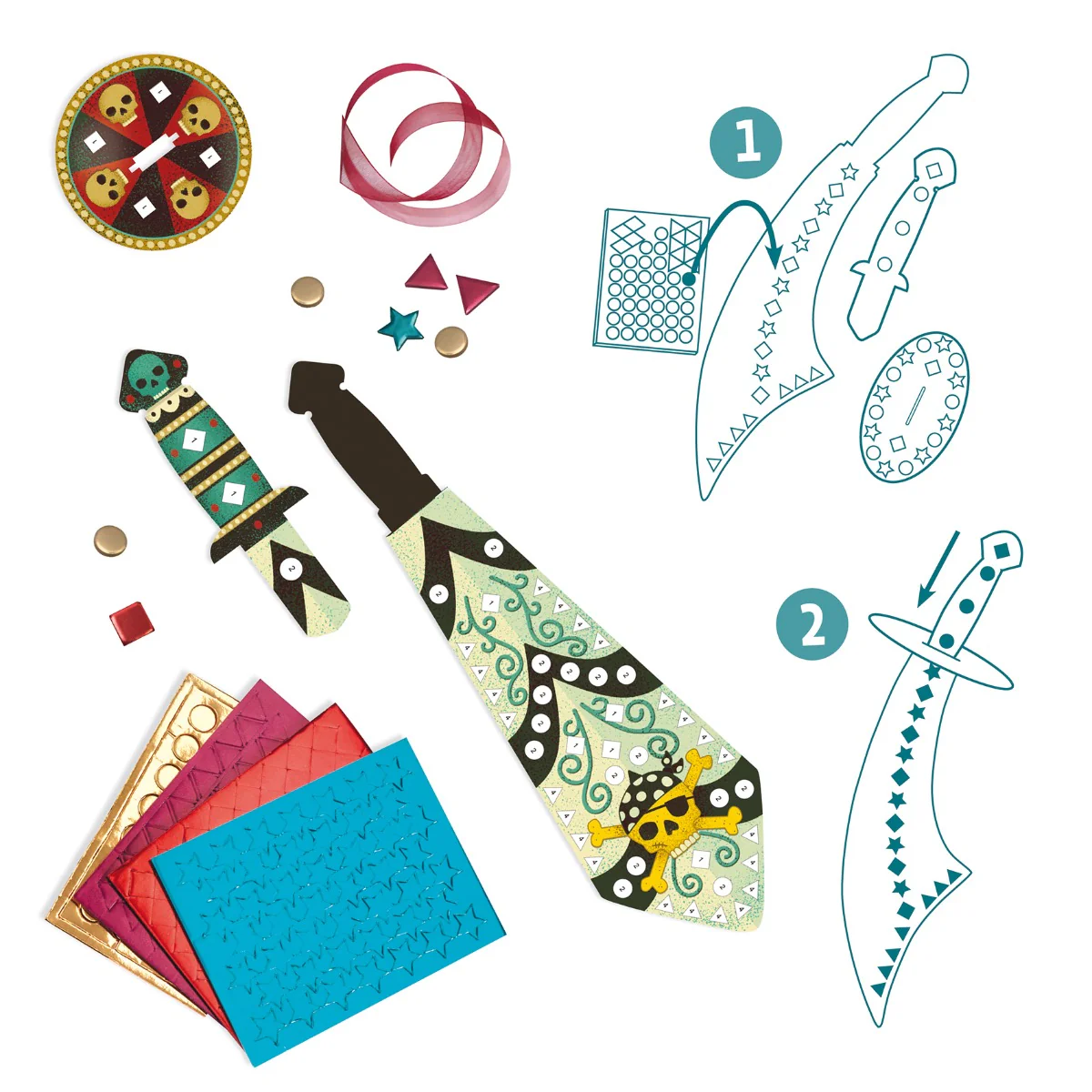 Djeco Do It Yourself - 3 Mosaic Swords to Decorate Like a Pirate - Image 4