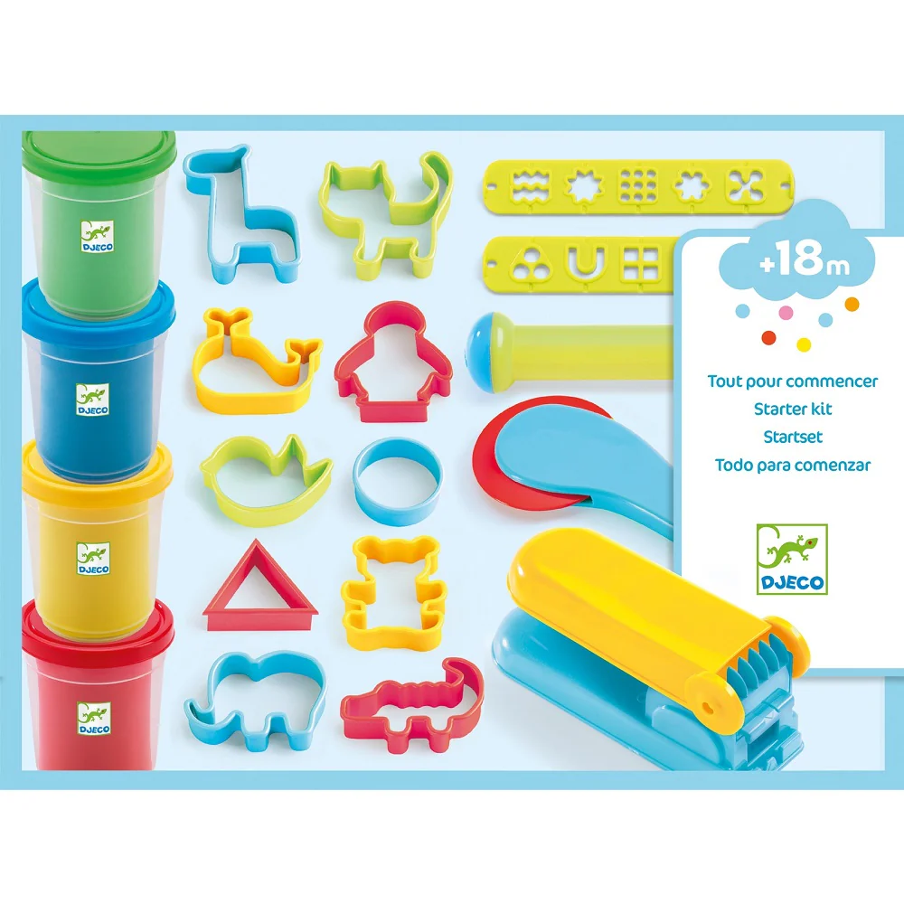 Djeco Play Dough Starter Set - 4 tubs playdough & 15 tools - Image 4