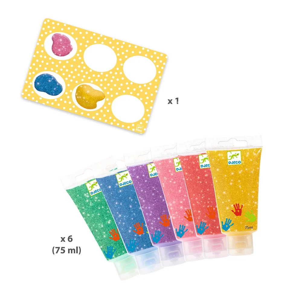 Djeco Finger Painting 6 Tubes - Glitter - Image 3