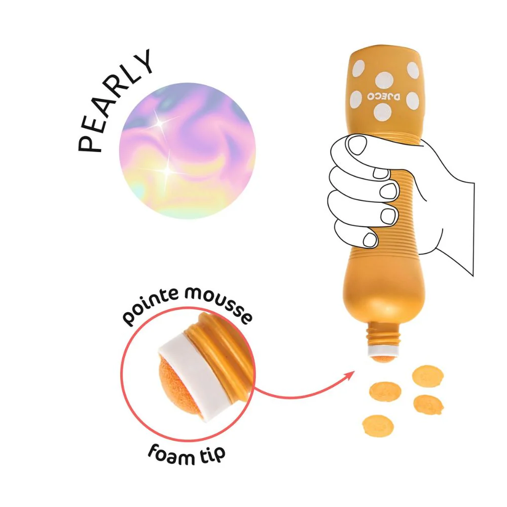 Djeco Foam Markers - Toddler Crafts 3-6 yrs Easy Hold Chunky Markers Pearl Colours - Image 4