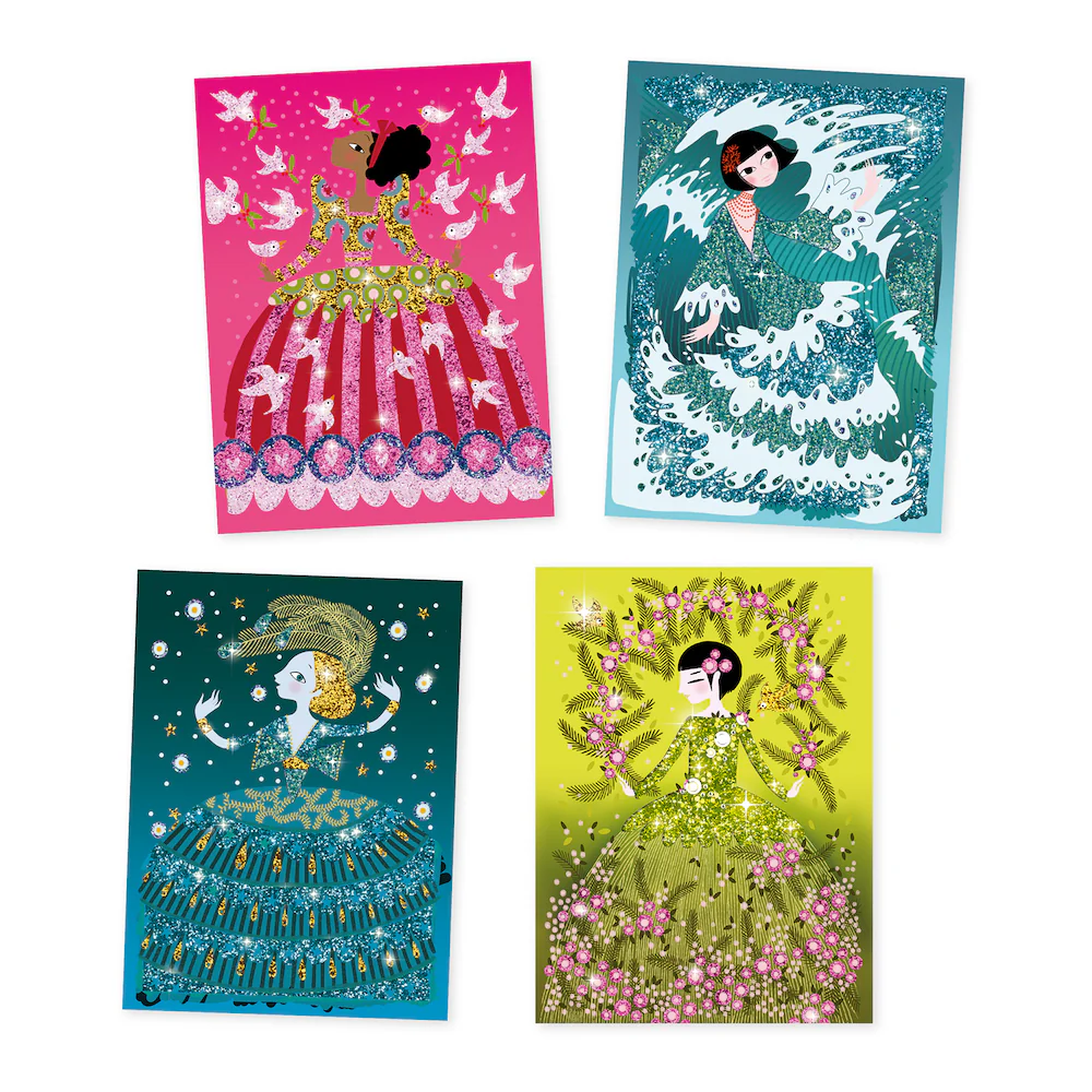 Djeco Glitter Boards Dresses - Glitter Arts and Crafts - Image 3
