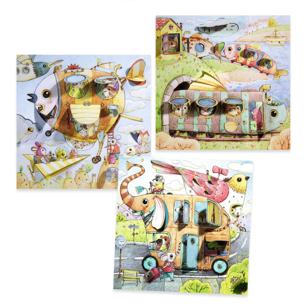 Djeco Little Doors Colouring Sheets - Malo's Trip - Image 2