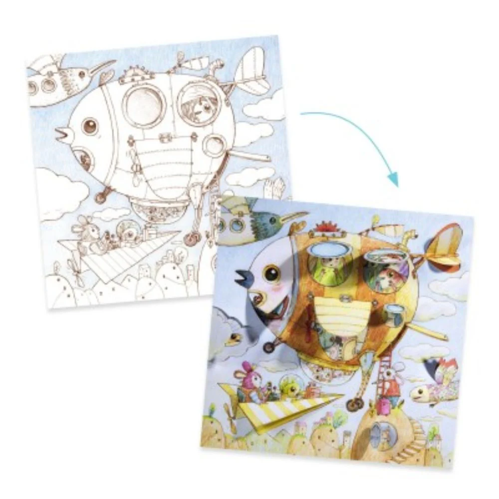 Djeco Little Doors Colouring Sheets - Malo's Trip - Image 3