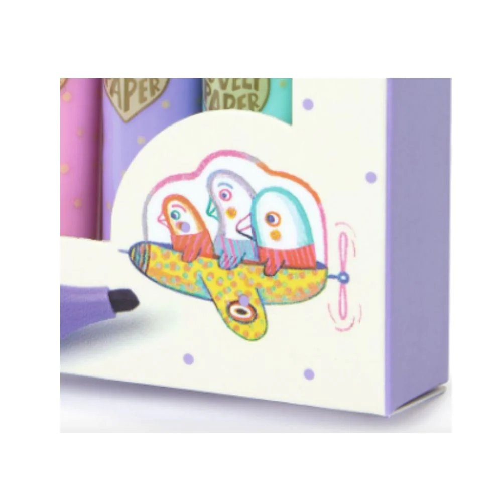 Djeco Lovely Paper - 6 Mini Pastel Highlighters - Image 4